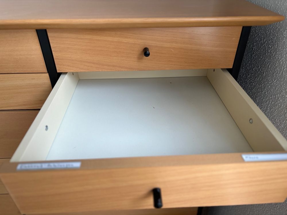 VASICAR Kommode Mit 9 Schubladen & 2 Offenen Regalen – 120x40x80 Cm, Aus Holzplatte & Metall, In Weiß
