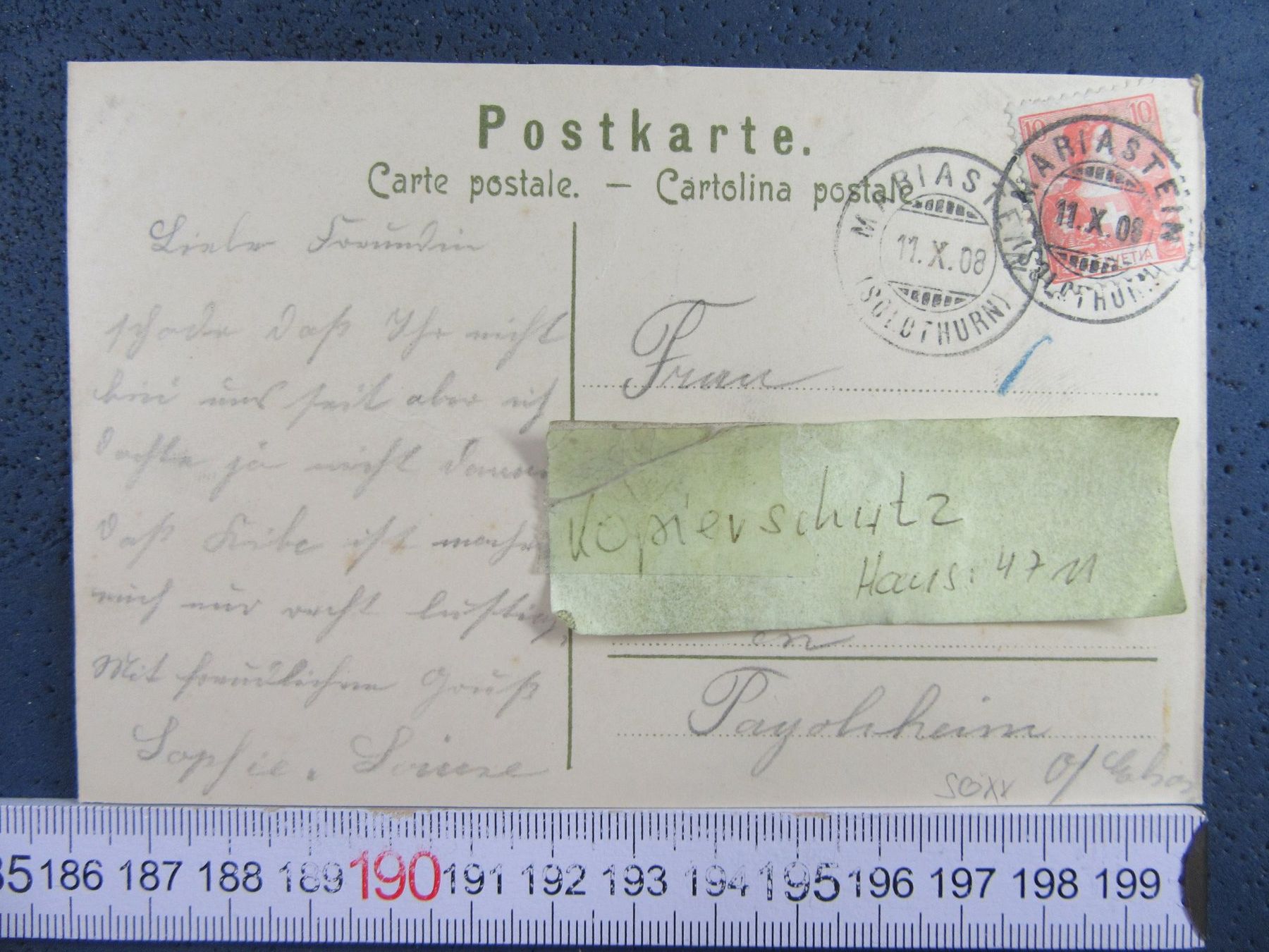 Cartoline postali: GRUSS AUS MARIASTEIN SO AK 1908 – Usato da Ettingen venduto da Hausi4711 1
