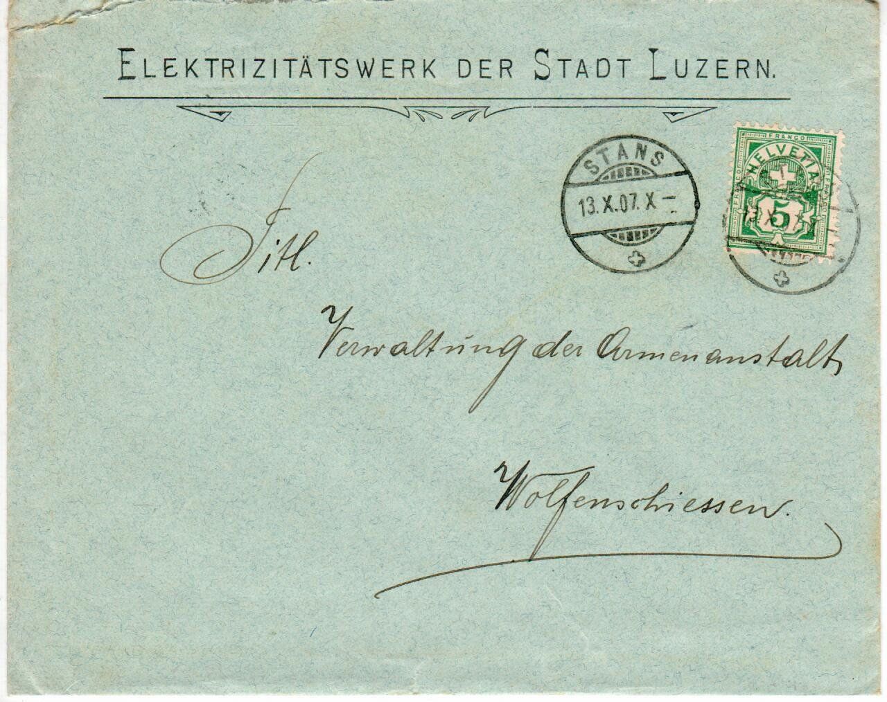 Tutti i francobolli: Brief aus Stans 1907 – Usato da Wolhusen venduto da Curver9