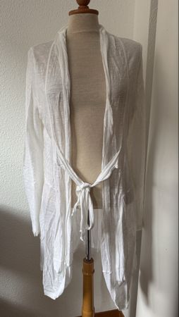 MALOKA Cardigan Blanc, Taille 5, 100% lin