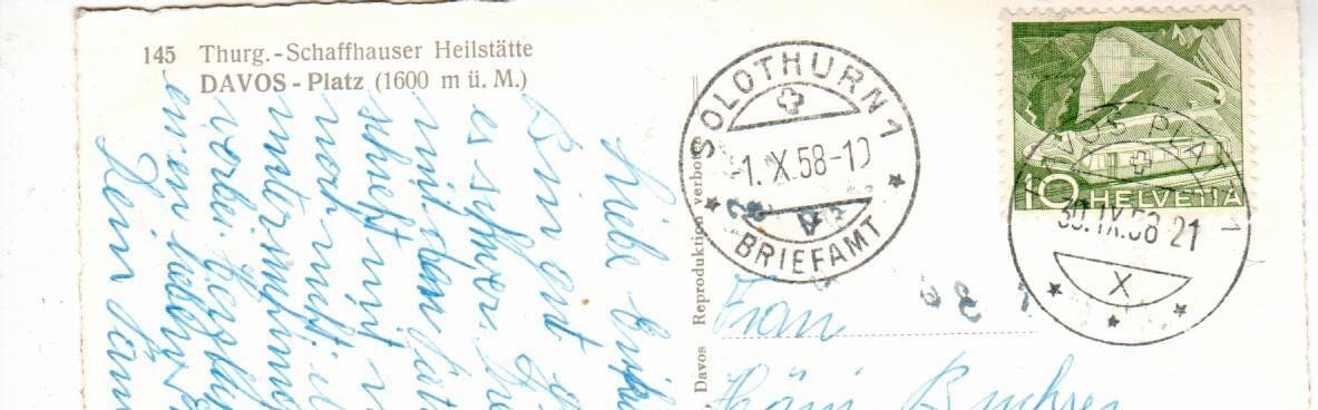 Ansichtskarten: Davos Platz 1958 – Gebraucht aus Wolhusen von Curver9 1