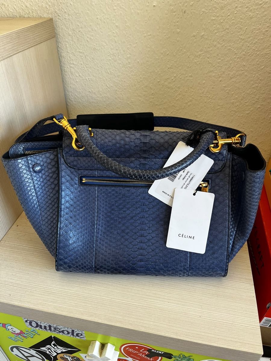 Celine Borse da donna: Celine Trapèze Python Blue – Usato da Genève venduto da SG_73 1