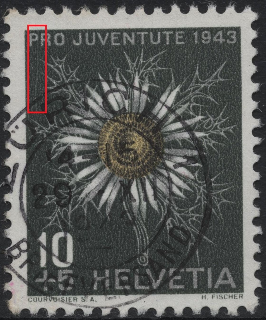 Tous les timbres: 10 Rp. Silberdistel mit ABART – D'occasion à Eglisau par Chperfins