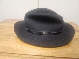 Rag & Bone Schwarze Wollmütze mit Lederarmband, Vintage