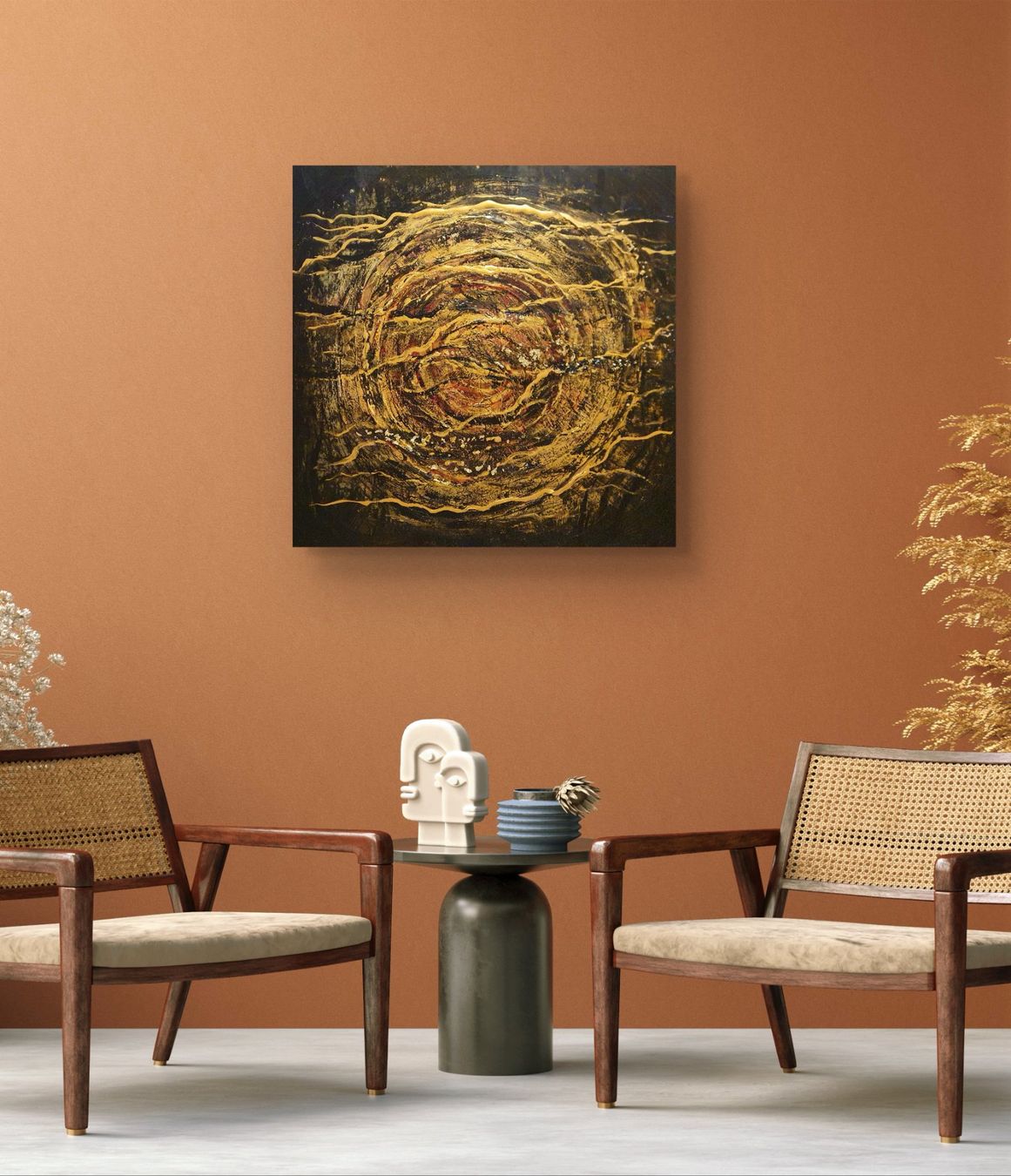 Dipinti: Acrylbild Abstrakt mit Gold, 80x80 cm – Nuovo e nell'imballaggio originale da Beinwil am See venduto da Superchance 7