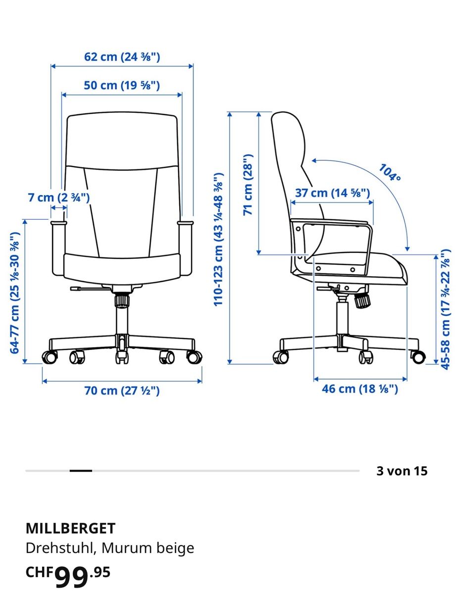 Ikea Sedie: Ikea Bürostuhl, Modell Millberget – Nuovo (secondo la descrizione) da Zillis venduto da Lundra 3