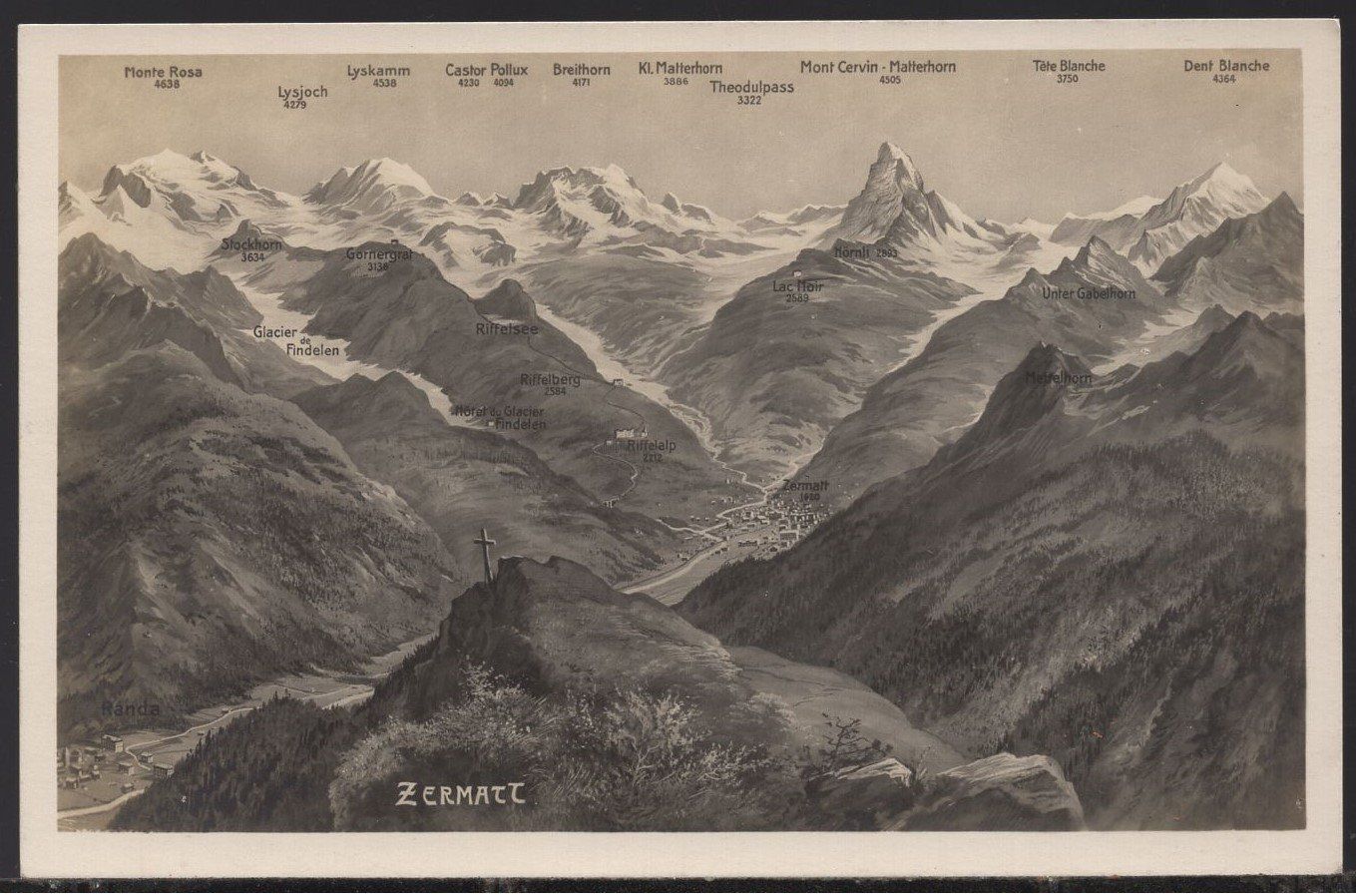 Cartes postales: Zermatt  -  Panoramablick – D'occasion à Aarau par kufi44
