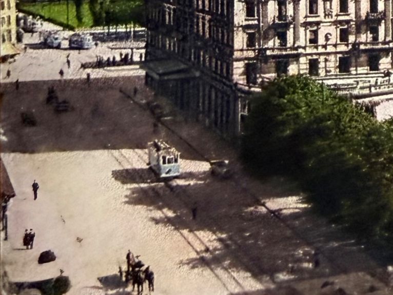 Cartoline postali: Zürich mit Bellevue  - Trams 1925 – Usato da Lutry venduto da Ediego 2