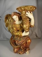 Wunderschöner Kerzenständer Engel goldglitzernd aus Keramik