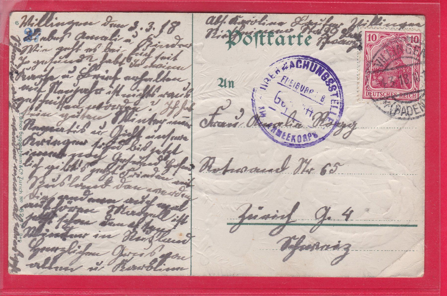 Cartoline postali: GRUSS AUS DEM SCHWARZWALD, 4.3.1918 – Usato da Oberrieden venduto da Gebirgsstelze 1