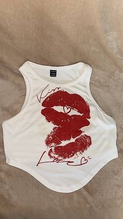 WEISSES CROP TOP MIT PRINT