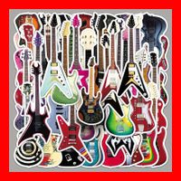 50 tlg Stickerset Gitarren E-Gitarre Bass Band Jazz Rock