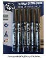 6 permanent Marker schwarz Rundspitze