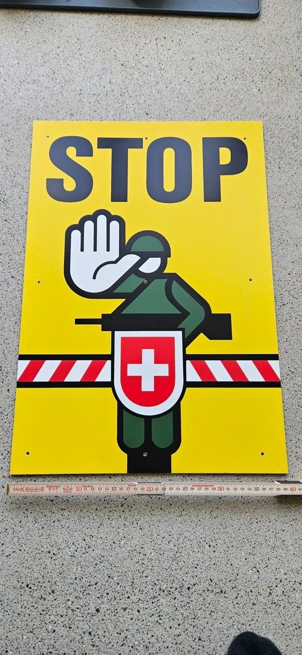 Insegne: *** Warntafel gross Grenze STOP ! *** – Nuovo (secondo la descrizione) da Riedholz venduto da fr_sIruP 2