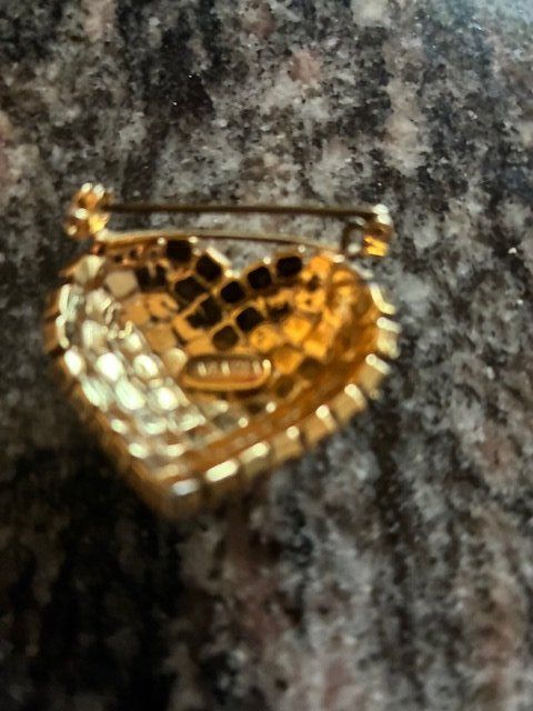 Spille & Fermagli: broche coeur laiton strass-plaqué or – Usato da Evilard venduto da nenette01