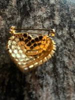 broche coeur laiton strass-plaqué or