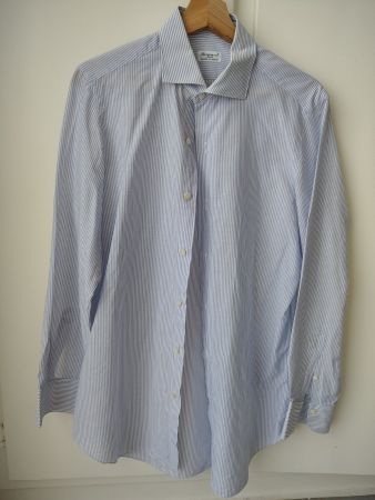 Light Blue and White Finamore Cotton Shirt 40