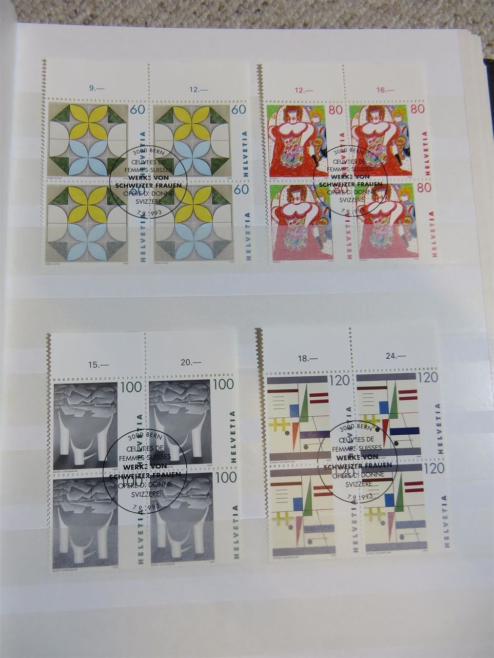 Alle Briefmarken: 1993 4er-Blocks ET inkl. PJ + PP – Gebraucht aus Spiez von Crazyduck 3