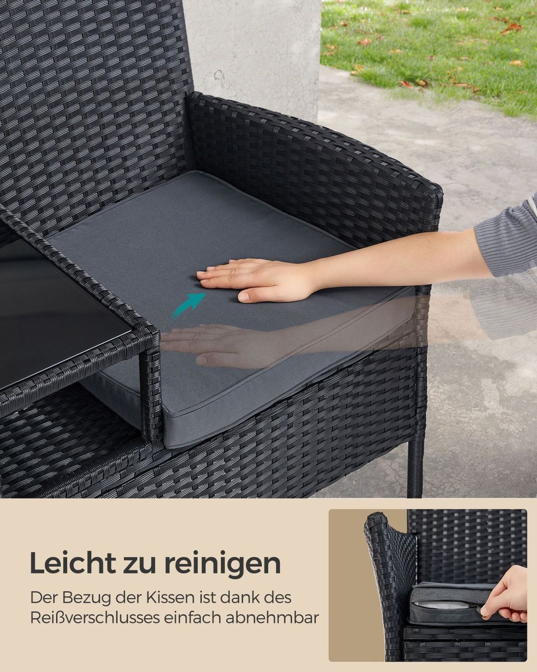 Set di tavolo e panche: Balkonmöbel aus PE-Polyrattan – Nuovo e nell'imballaggio originale da Lachen SZ venduto da MAMORU-MOEBEL 3