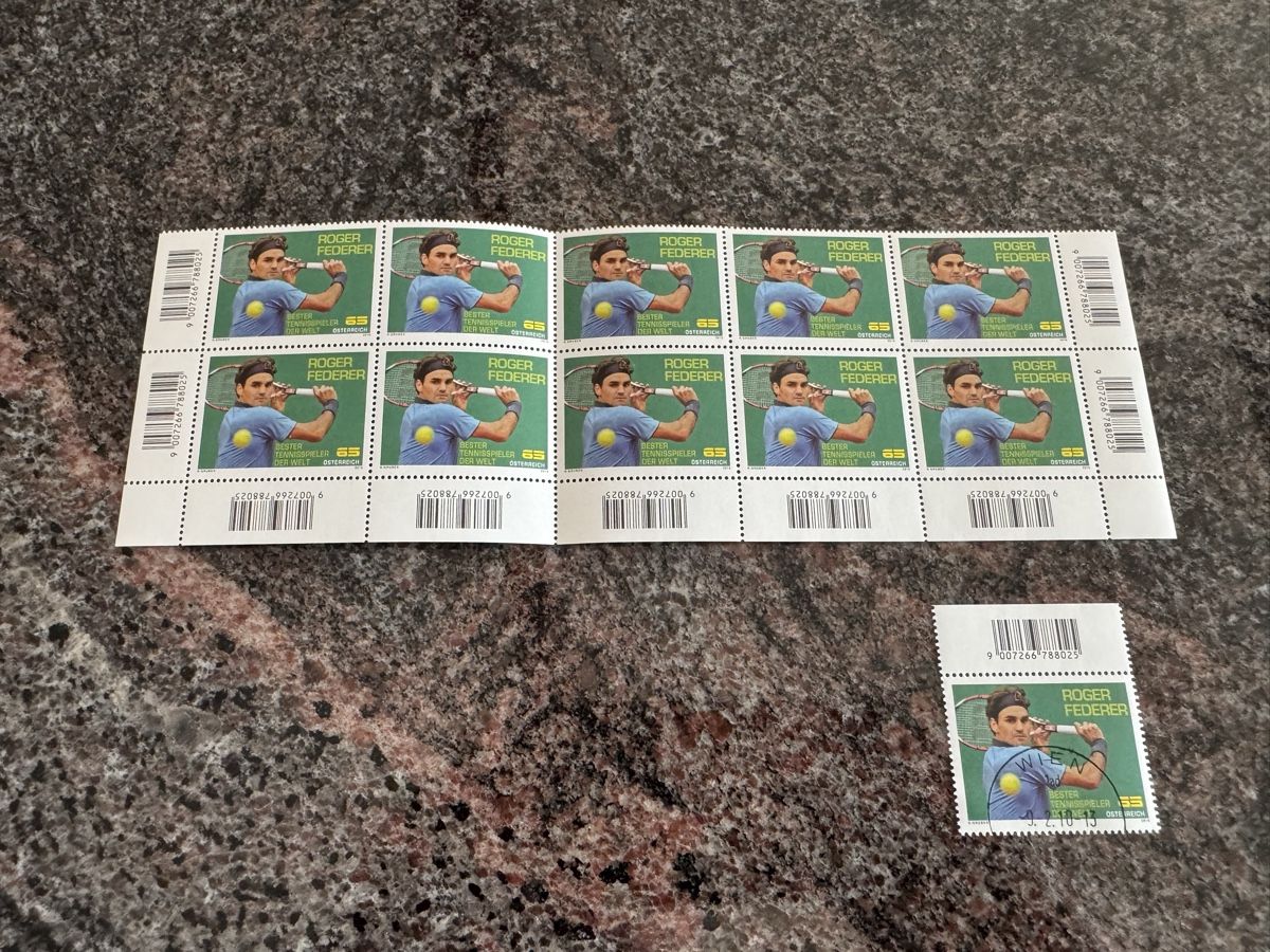 Tous les timbres: Roger Federer Silver Stamp Austria + Stamps – Neuf avec emballage d'origine à Oberengstringen par gbr_zurich 3
