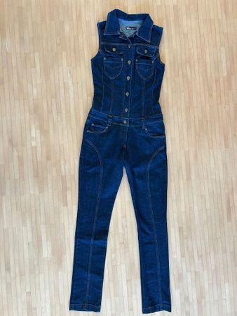 Figurbetonter COOLCAT Jeans, Denim Jumpsuit Einteiler, Gr. M