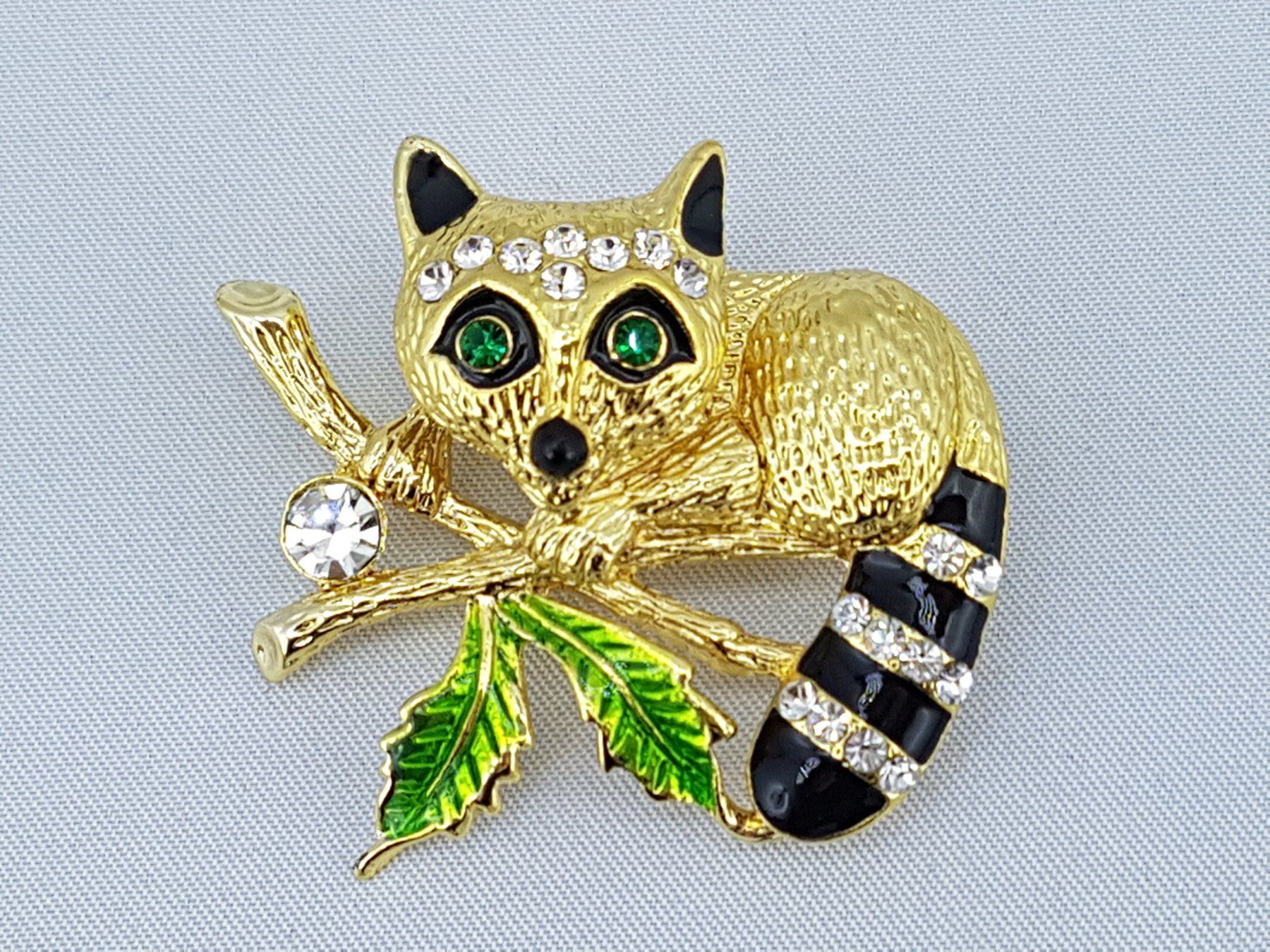 Broschen & Nadeln: Brosche - WASCHBÄR mit Glitzersteinen - Neu - 4,5x3,5cm – Neu und originalverpackt aus Grenchen von Yamahwildstar16 1