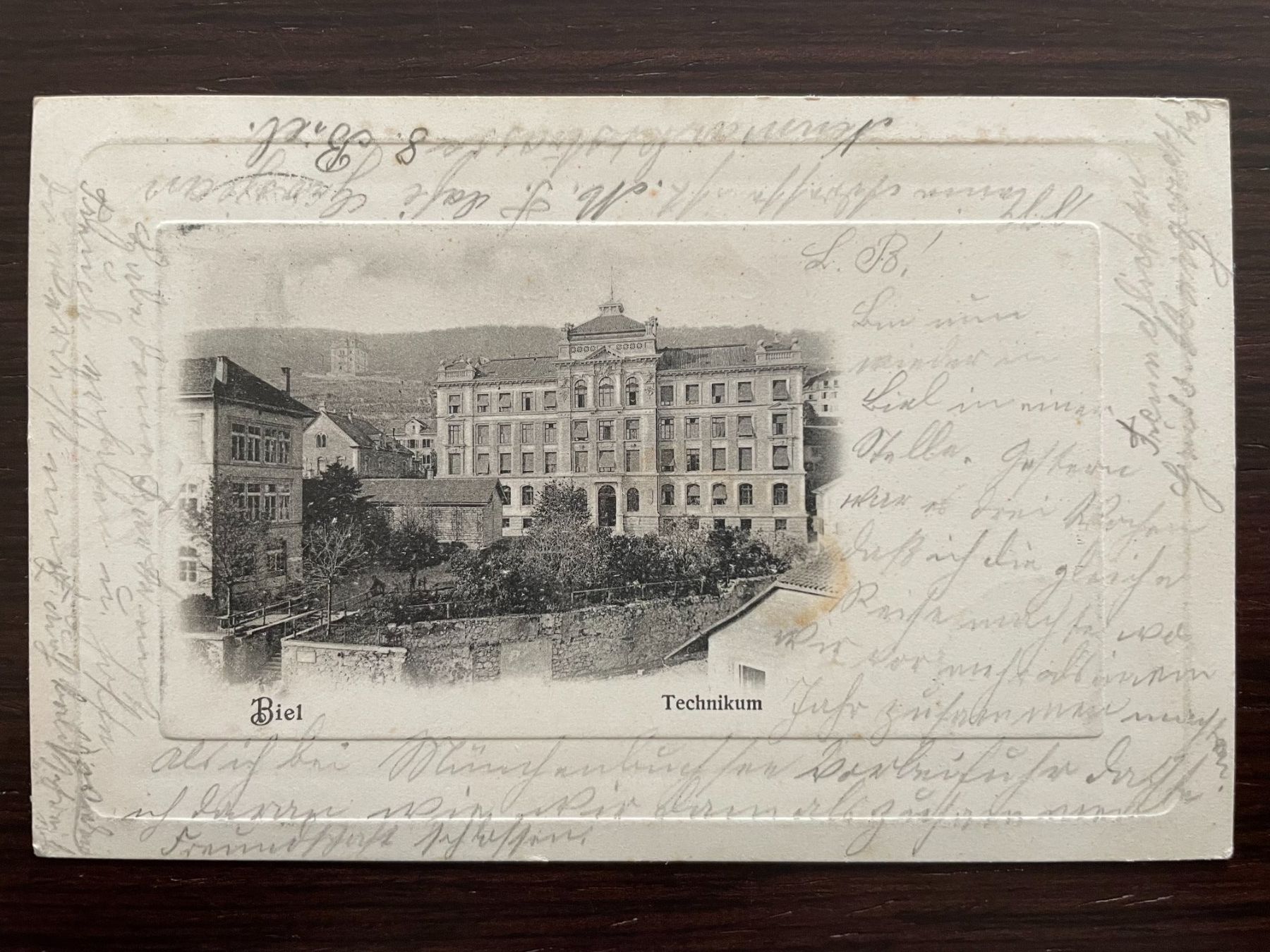 Cartoline postali: BIEL / BIENNE Technikum, Prägekarte, 1901 – Usato da Wald ZH venduto da TLILEF
