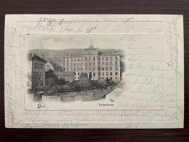 BIEL / BIENNE Technikum, Prägekarte, 1901