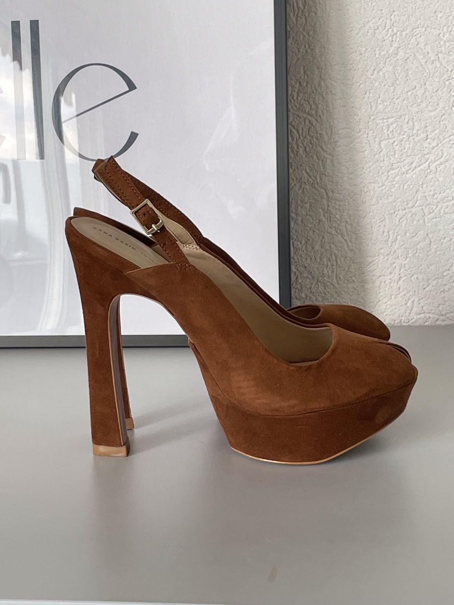 Zara Scarpe da donna: Zara Basic, talons hauts en daim marron, taille 38 neufs – Nuovo e nell'imballaggio originale da Vuadens venduto da Nina11 1