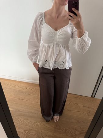 Old Navy Bluse weiss Lochstickerei – Grösse S