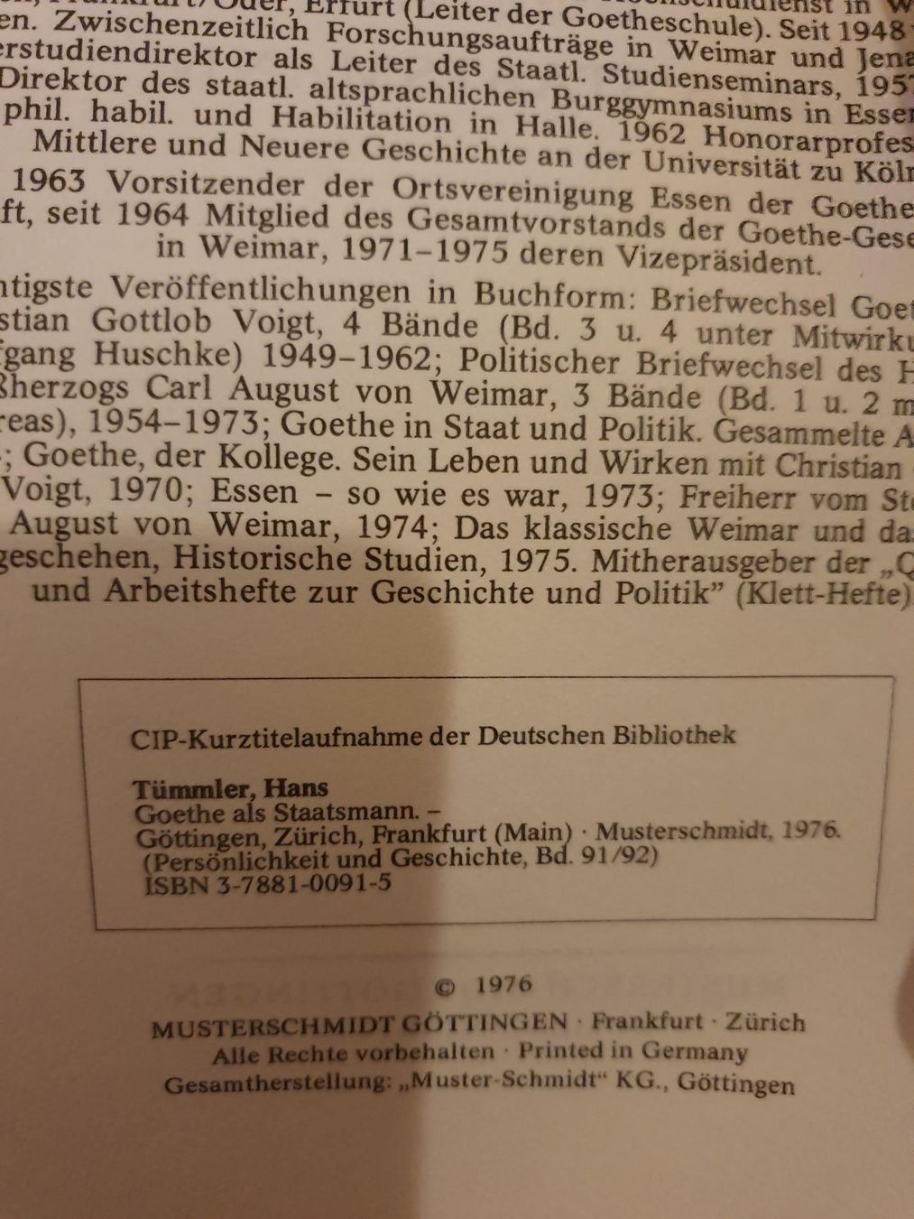 Libri: Goethe als Staatsmann – Usato da Langnau am Albis venduto da jer_pm72 1