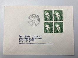 4er Block Briefmarke Pro Juventute 1946, Brief 20.11.47 Top