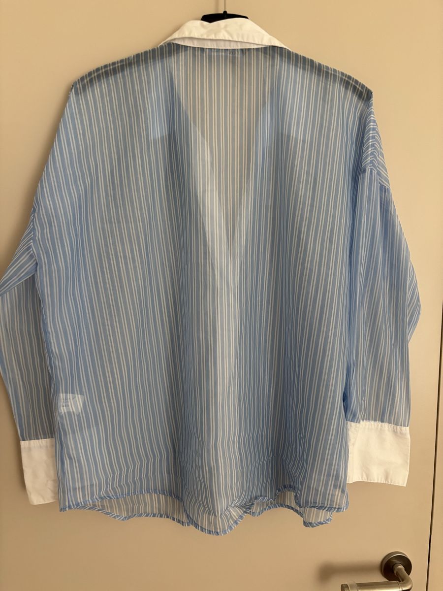 Zara Blusen: Zara Bluse, hellblau gestreift, Kragen weiss, Gr. L. – Neu (gemäss Beschreibung) aus Arbon von Viktoriaa 3
