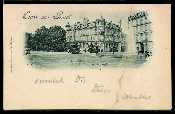 Ansichtskarten: AK Basel, Aeschenplatz mit Strassenbahn – Gebraucht aus Berlin von bartko-reher