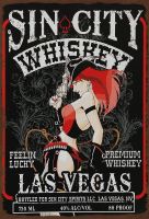 Blechschild-CIN CITY WHISKEY-REVOLVERGIR