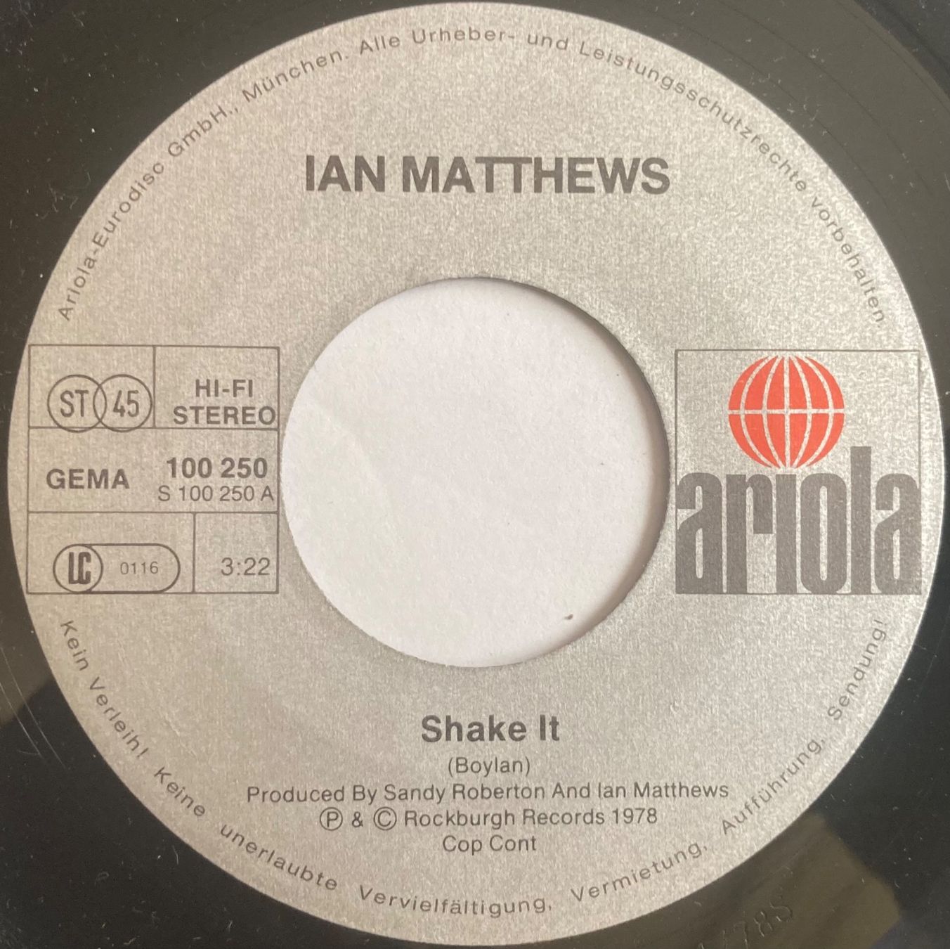 Schallplatten: IAN MATTHEWS - SHAKE IT – Gebraucht aus Poliez-Pittet von Newtown-Records 2