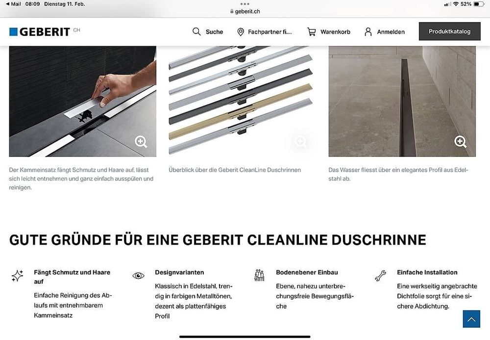 Duschrinne Geberit CleanLine90 Edelstahl gebürstet NEU & OVP | Kaufen ...