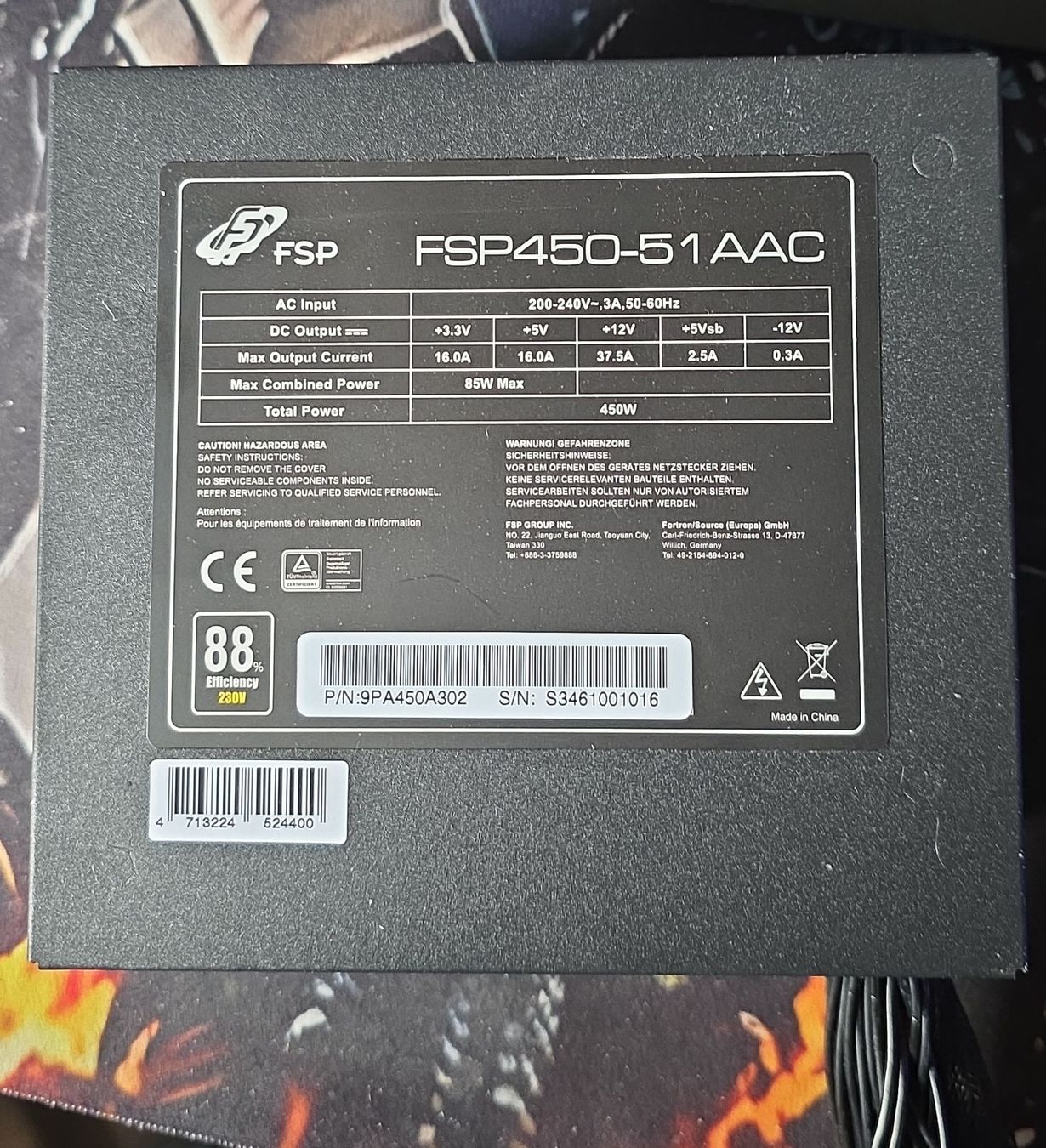 Componenti elettronici: FSP 450W Netzteil PC Stromversorgung Top Zustand – Usato da Winterthur venduto da MThomi_12