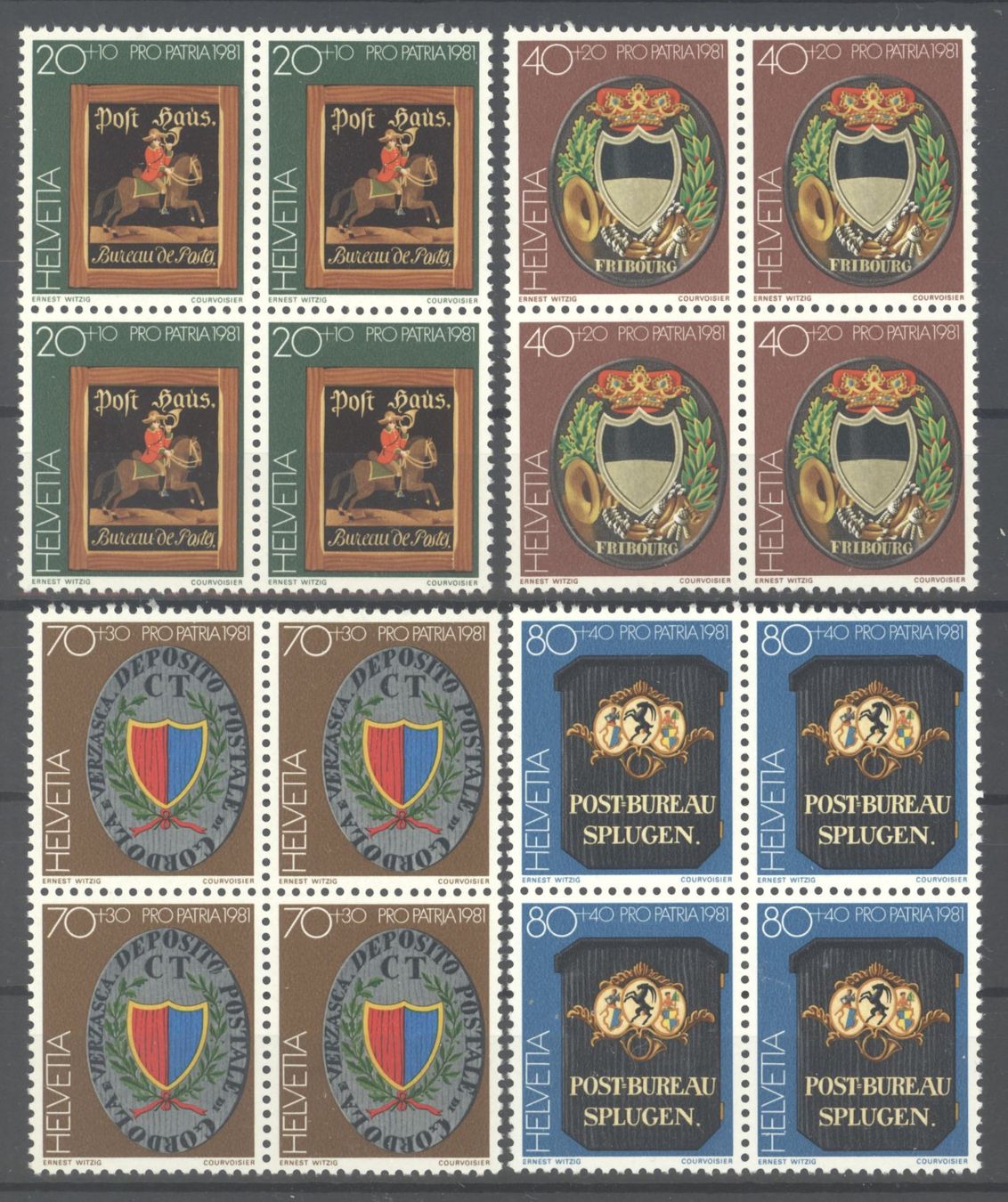 Tutti i francobolli: 1981, Pro Patria, Viererblöcke ** – Usato da Willisau venduto da Vollstempel