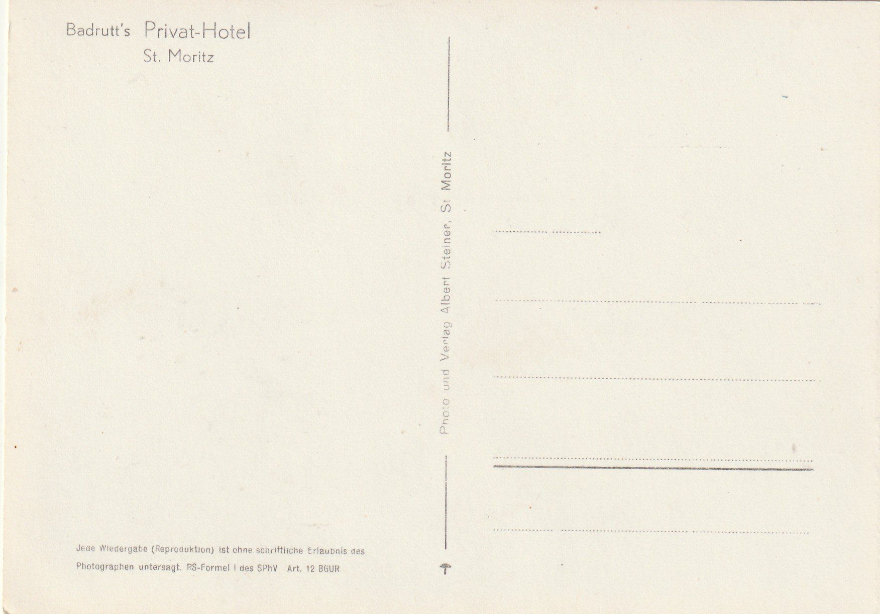 Cartoline postali: St. Moritz Hotel Badrutt – Usato da Rorschacherberg venduto da fratovi2 1