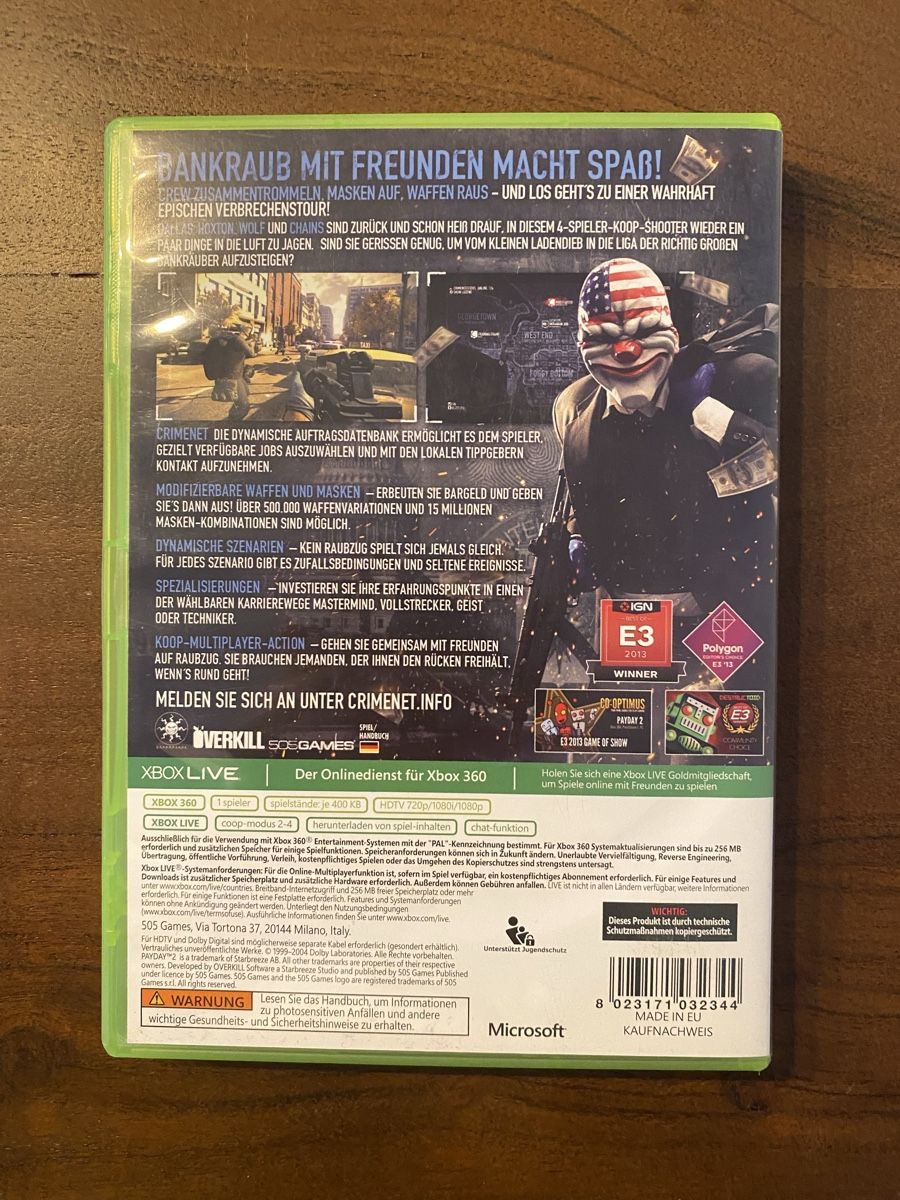 Microsoft Spiele: Payday 2 für Xbox 360 – Gebraucht aus Thunstetten von Virus_33 2