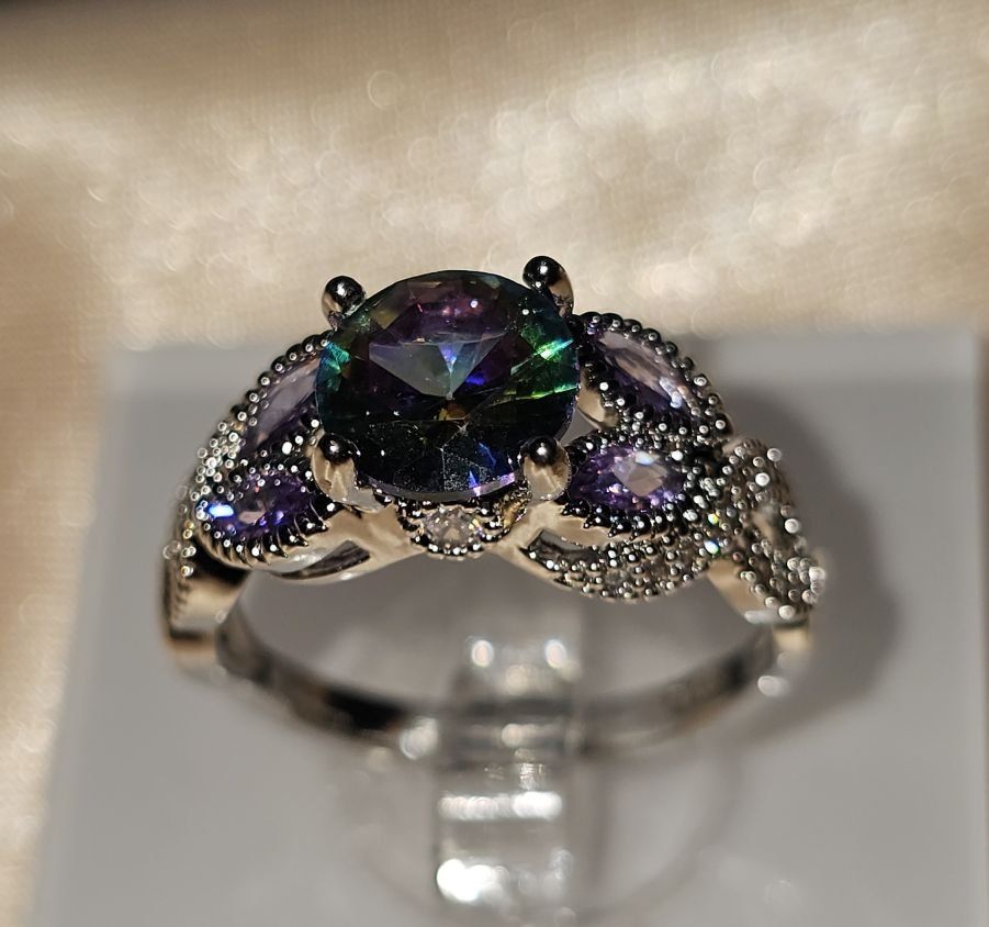 Anelli: Eleganter Ring mit mystischem Topas, 925 versilbert, Gr. 9 – Nuovo (secondo la descrizione) da Grenchen venduto da maretop 2
