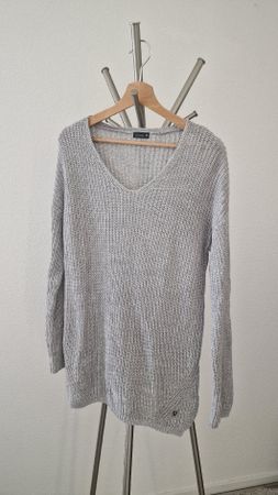 Chicorée Grobstrick-Pullover / Longpullover Gr. M Hellgrau