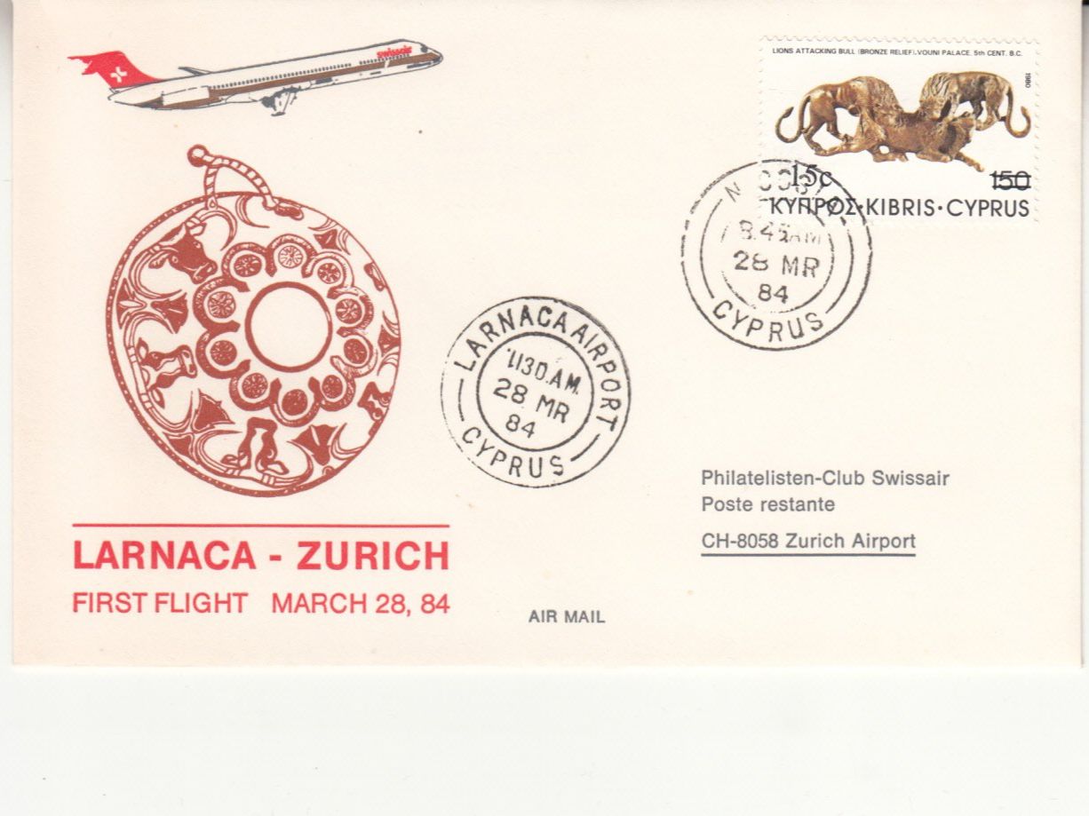 Alle Briefmarken: SLH RF 84.3 b Larnaca - Zürich – Gebraucht aus Bürglen TG von StampGraf