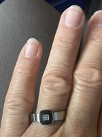 Ring Edelstahl Schwarz-Quadrat 4 Diamanten Grösse 54