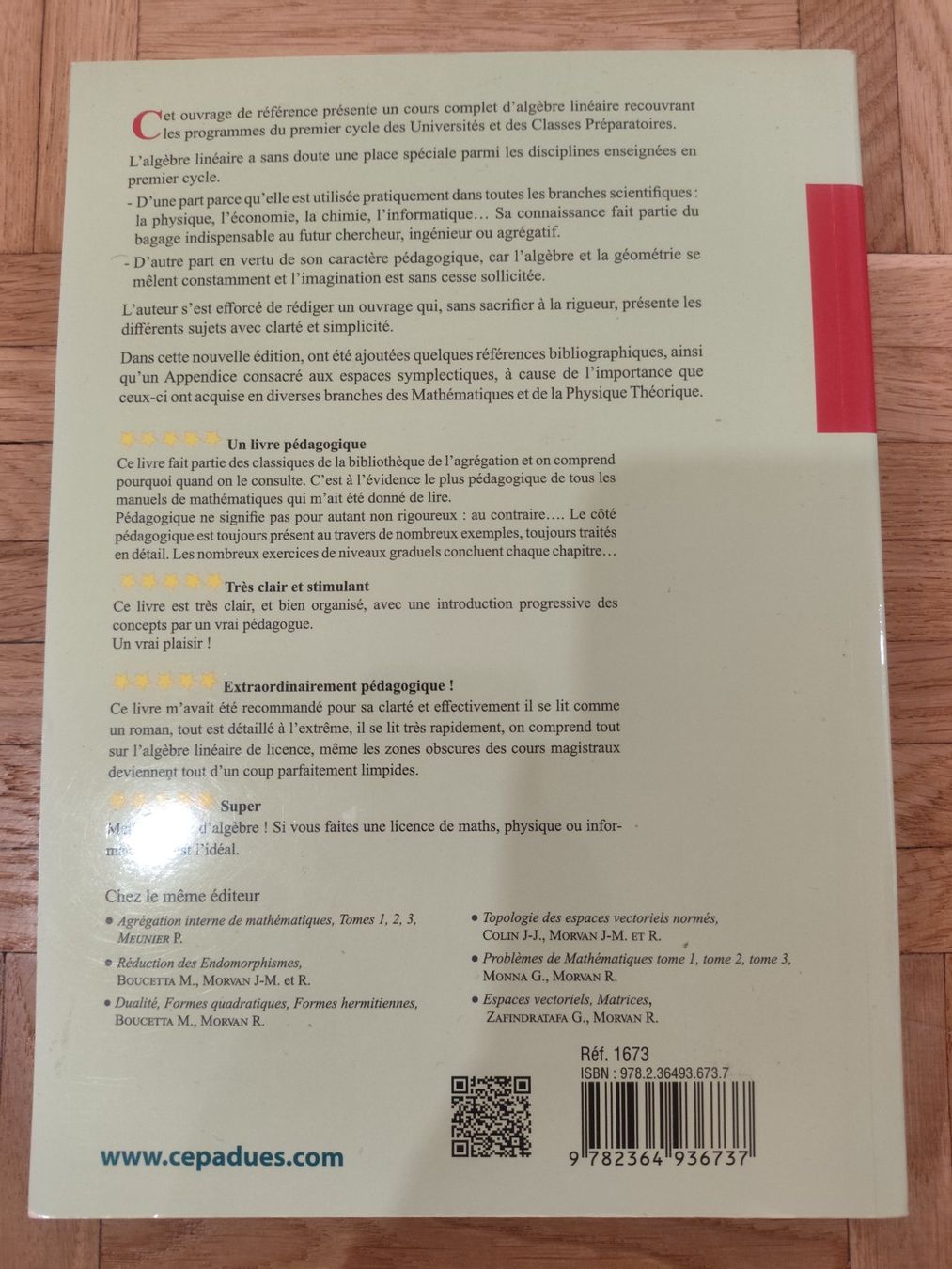 Libri: Algèbre Linéaire 6e édition, Joseph Grifone – Nuovo (secondo la descrizione) da Carouge GE venduto da ugo_6nw6 1