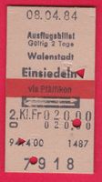 AUSFLUGSBILLETT, WALENSTADT - EINSIEDELN, 2.KLASSE, RETOUR