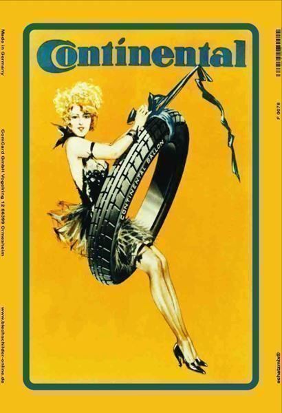 Continental Insegne: Blechschild-CONTINENTAL REIFEN MIT PINUP – Nuovo e nell'imballaggio originale da Rupperswil venduto da big-one-sale