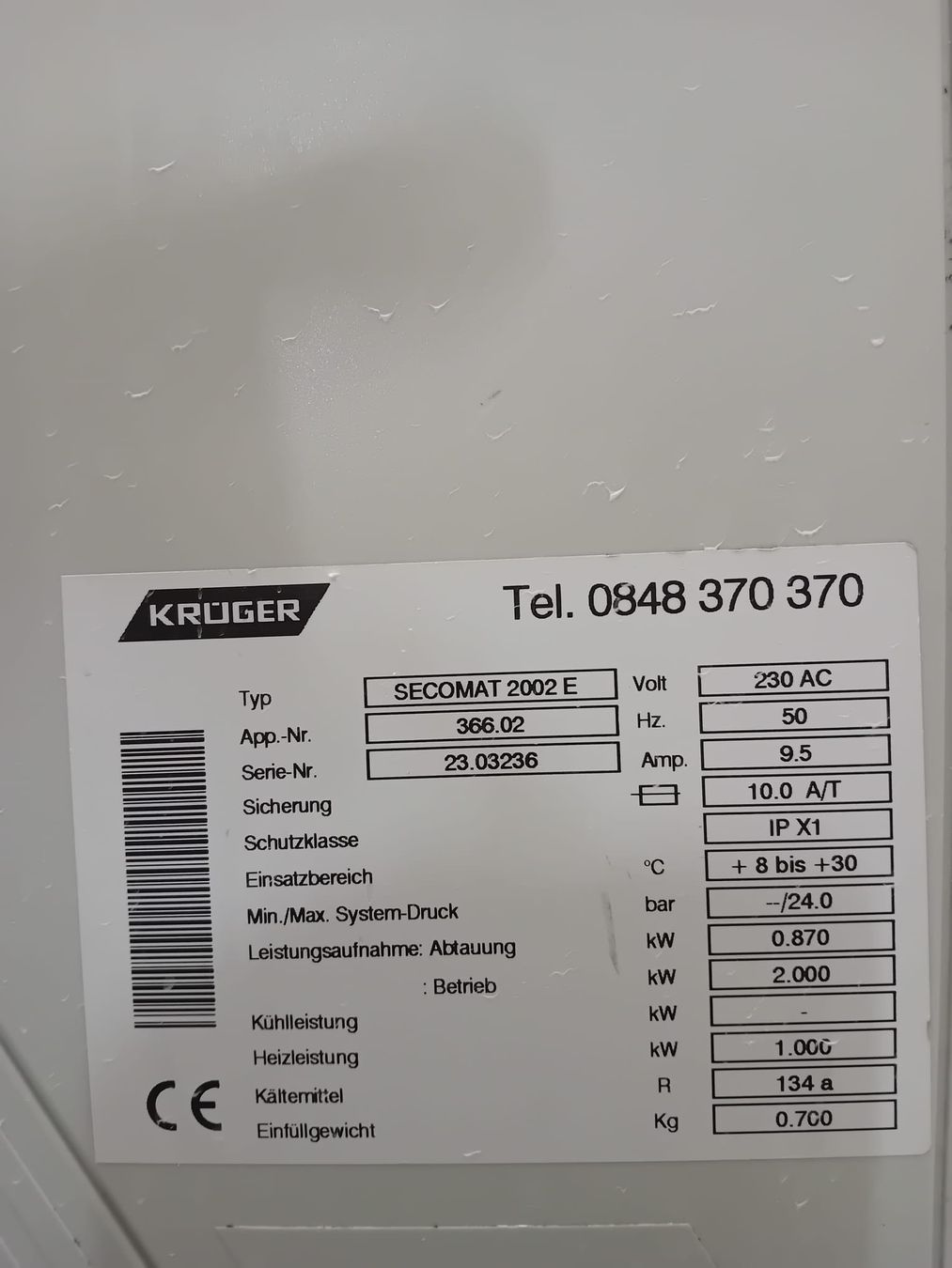 Krüger Machines à sécher: SECOMAT 2002 E Klimaentfeuchter gebraucht mit Standfuss – D'occasion à Rümlang par Zladdi84 5