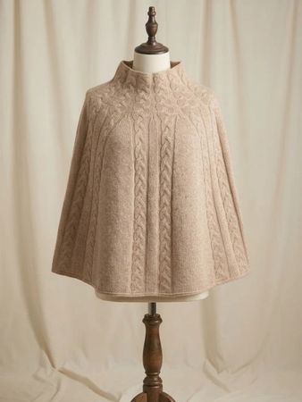 United Colors of Benetton Poncho Beige Cable Knit